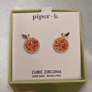 Piper K Citrus‎ Orange Cubic Zirconia Earrings